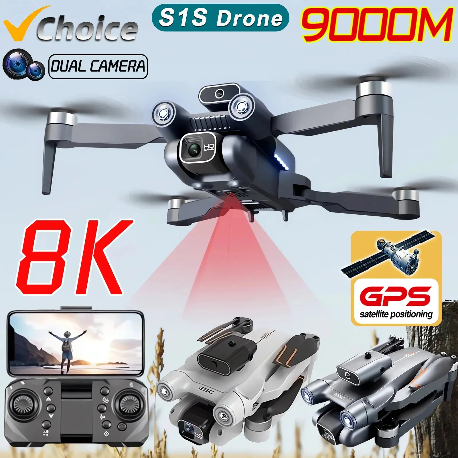 Diy Drone Electronics - S1S 5G GPS Drone Caméra 8K,